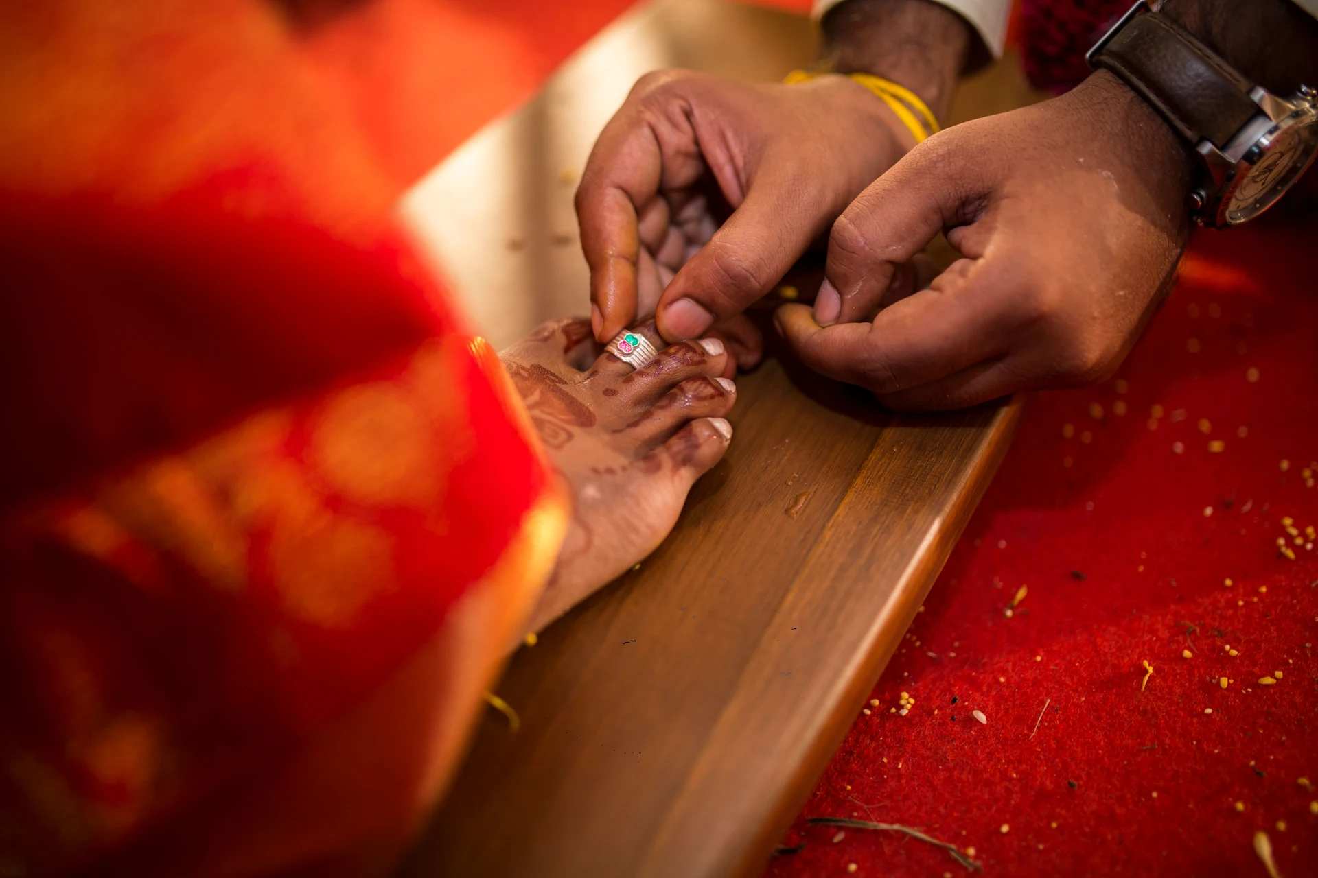 Close view of hands meeting during a ceremony